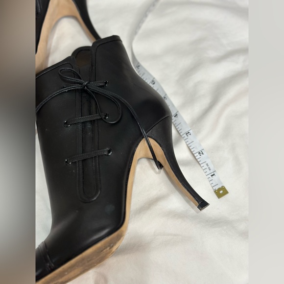Manila Blahnik Handmade Black Leather Italian Boots Heels Size 7 - Picture 8 of 9
